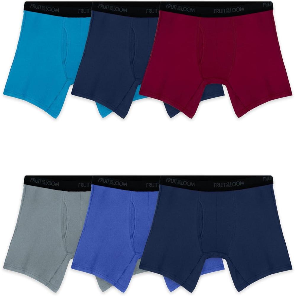 image:imageFruit of the Loom Mens 4way Stretch Boxer Briefs Lightweight amp Moisture Wicking Underwear Long Leg Regular Leg amp TrunkRegular Leg Cotton Stretch Colors May Vary