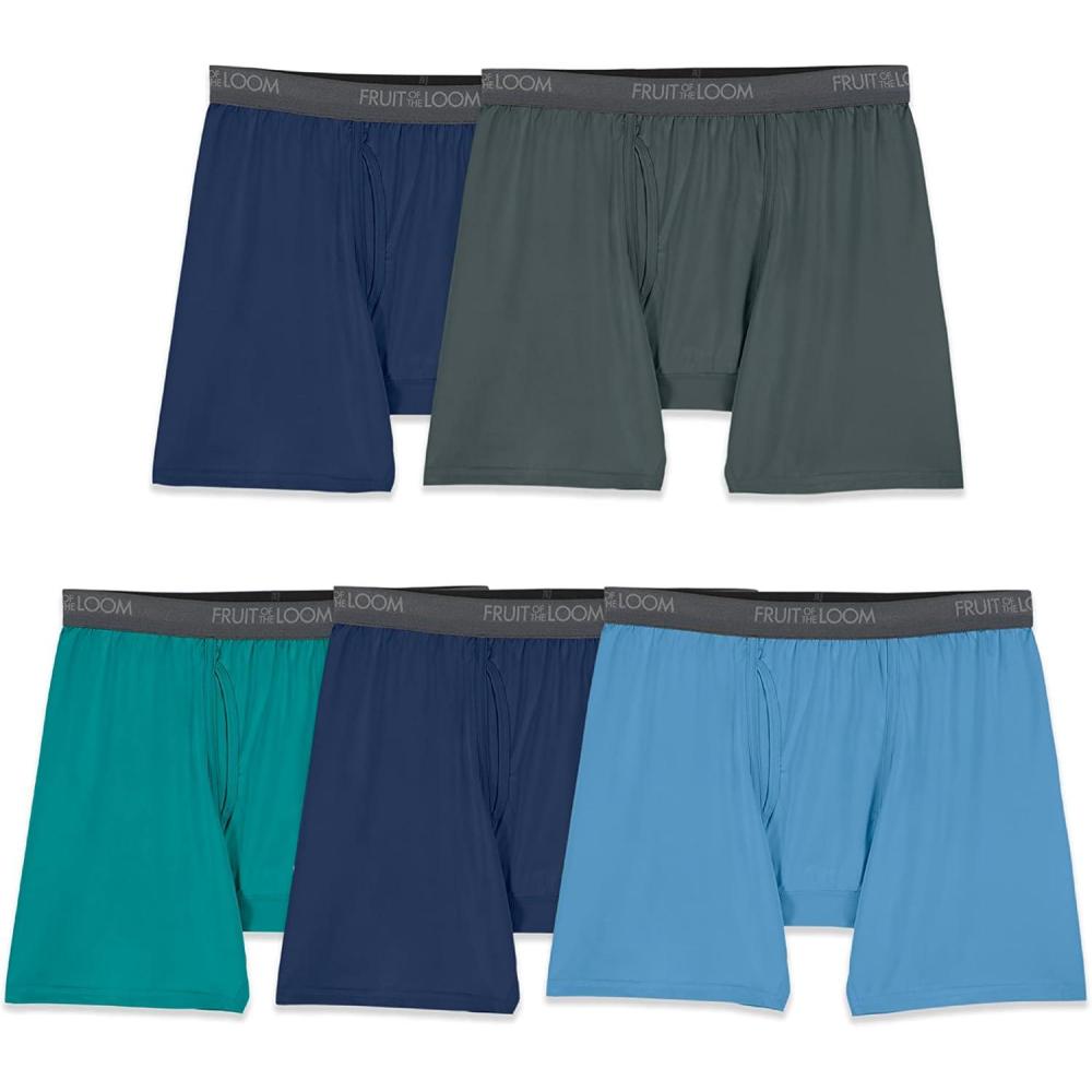 image:imageFruit of the Loom Mens 4way Stretch Boxer Briefs  Lightweight amp Moisture Wicking Underwear  Long Leg Regular Leg amp TrunkRegular Leg  Micro Stretch  GreenNavyGrey