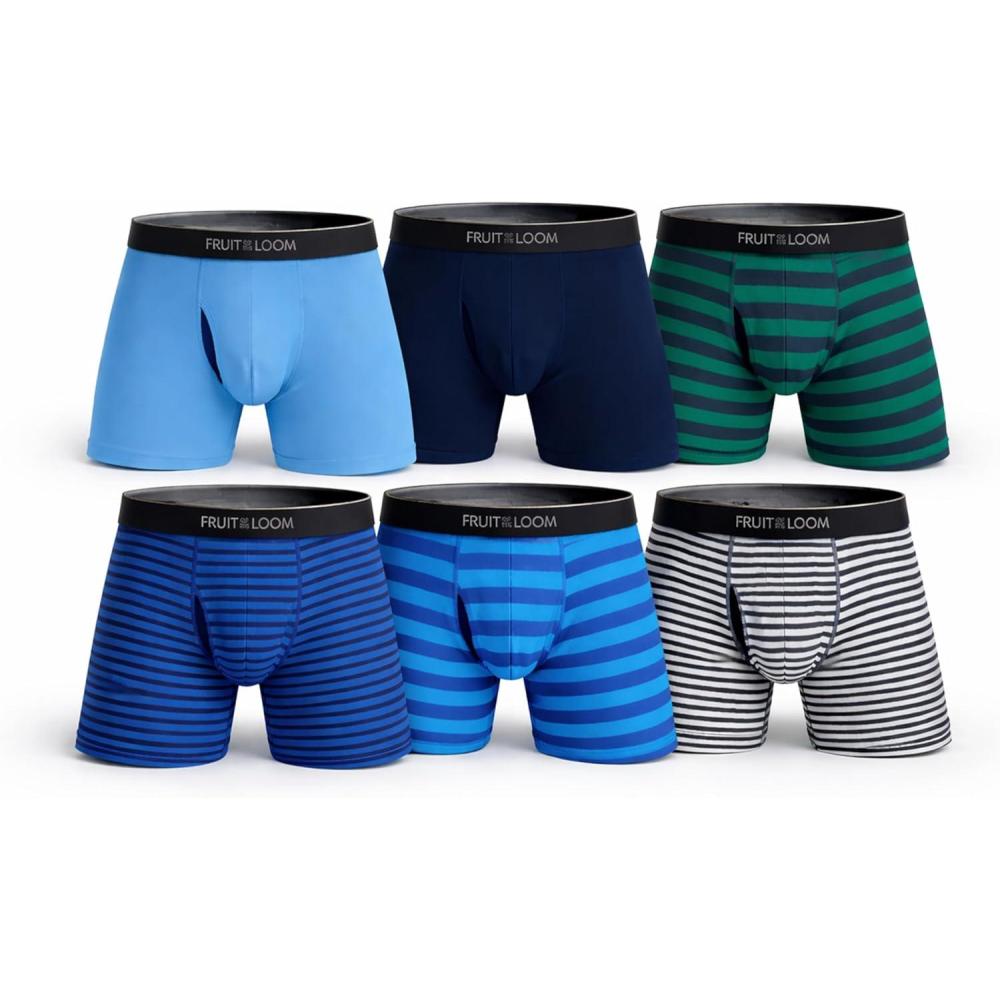 image:imageFruit of the Loom Mens Coolzone Boxer Briefs Moisture Wicking amp Breathable6 Pack Assorted StripeSolid