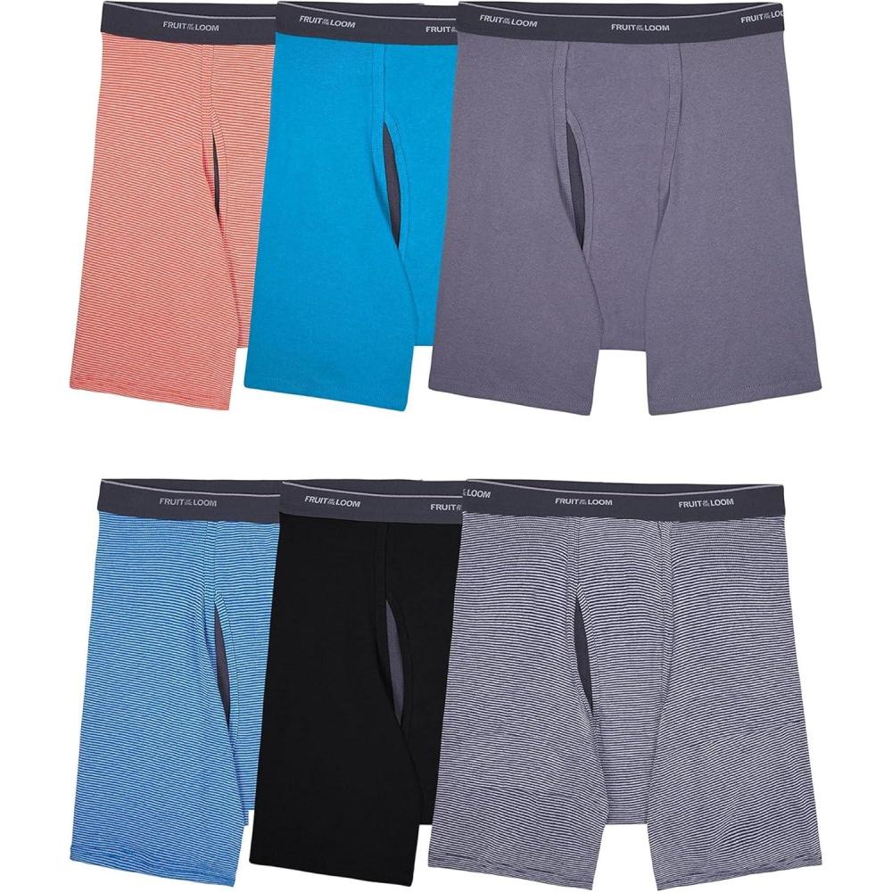 image:imageFruit of the Loom Mens Coolzone Boxer Briefs Moisture Wicking amp Breathable6 Pack StripeSolid