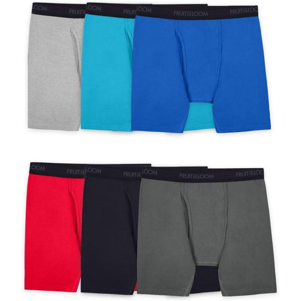 image:imageFruit of the Loom Mens Coolzone Boxer Briefs Moisture Wicking amp BreathableBig Man Cotton Stretch Boxer Brief 6 Pack RedBlueGrey