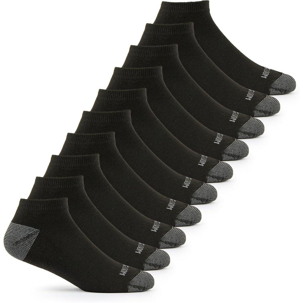 image:imageFruit of the Loom Mens Dual Defense Ankle Socks Odor Protection with Half Cushion MultiPacksLow Cut 10 Pack Black