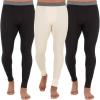 Fruit of The Loom Mens Recycled Premium Waffle Thermal Underwear Long Johns Bottom (1, 2, 3, and 4 Packs)(Black/Black/Natural – 3 Pack)