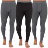 Fruit of The Loom Mens Recycled Premium Waffle Thermal Underwear Long Johns Bottom (1, 2, 3, and 4 Packs)(Greystone Heather/Greystone Heather/Black -3 Pack)