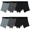 Fruit of the Loom Men’s 4-way Stretch Boxer Briefs | Lightweight & Moisture Wicking Underwear | Long Leg, Regular Leg & Trunk(Regular Leg – Cotton Stretch – Black/Grey)
