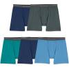 Fruit of the Loom Men’s 4-way Stretch Boxer Briefs | Lightweight & Moisture Wicking Underwear | Long Leg, Regular Leg & Trunk(Regular Leg – Micro Stretch – Green/Navy/Grey)