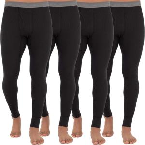 Fruit of The Loom Mens Recycled Premium Waffle Thermal Underwear Long Johns Bottom (1, 2, 3, and 4 Packs)(Black – 4 Pack)