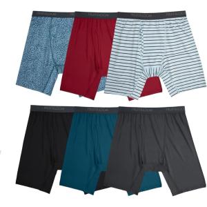 Fruit of the Loom Men’s 4-way Stretch Boxer Briefs | Lightweight & Moisture Wicking Underwear | Long Leg, Regular Leg & Trunk(Long Leg – Micro Stretch – Colors May Vary)