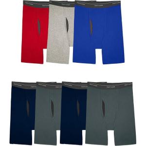 Fruit of the Loom Men’s Coolzone Boxer Briefs, Moisture Wicking & Breathable(Long Leg – 7 Pack – Assorted Colors)