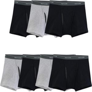 Fruit of the Loom Men’s Coolzone Boxer Briefs, Moisture Wicking & Breathable(Short Leg – 7 Pack – Black/Gray)