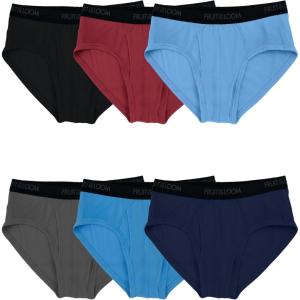 Fruit of the Loom Men’s Underwear Briefs, Tag Free & Moisture Wicking(6 Pack – Assorted Solids)