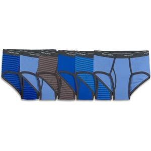 Fruit of the Loom Men’s Underwear Briefs, Tag Free & Moisture Wicking(6 Pack – Assorted Stripe/Solids)