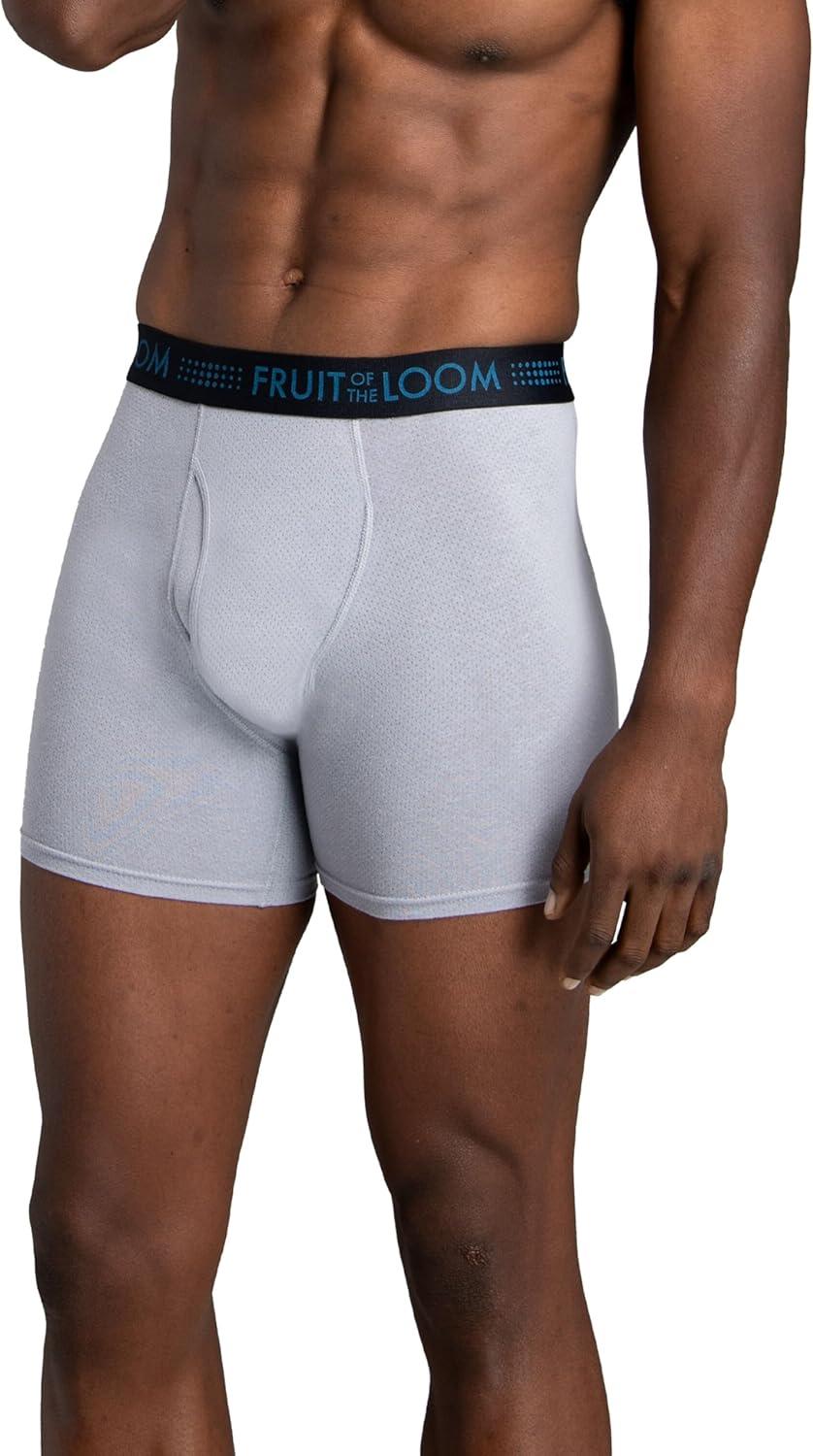 image:imageFruit of the Loom Mens Mens Breathable Boxer Briefs Moisture Wicking Underwear Assorted Color MultipacksCotton Mesh  BlackGrey