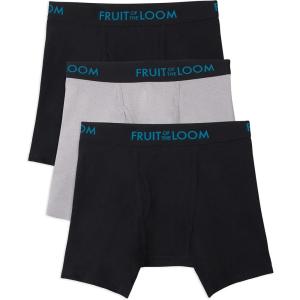 Fruit of the Loom Men’s Men’s Breathable Boxer Briefs, Moisture Wicking Underwear, Assorted Color Multipacks(Cotton Mesh – Black/Grey)