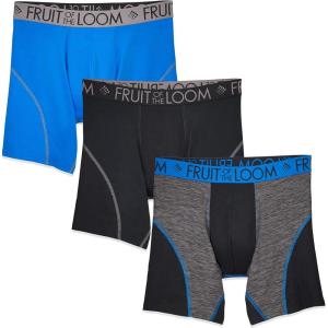 Fruit of the Loom Men’s Men’s Breathable Boxer Briefs, Moisture Wicking Underwear, Assorted Color Multipacks(Performance Stretch – Blue)