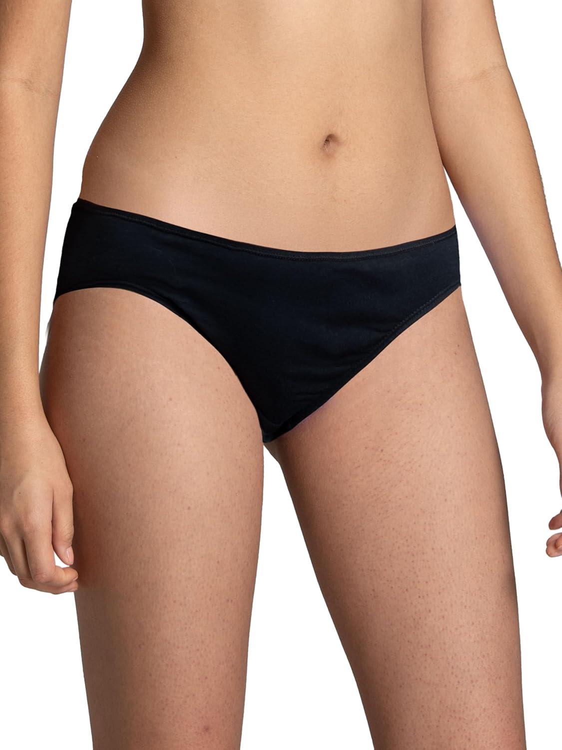 image:imageFruit of the Loom Womens Eversoft Cotton Underwear Multipacks Tag Free amp Breathable Available in Plus SizeBikini Black