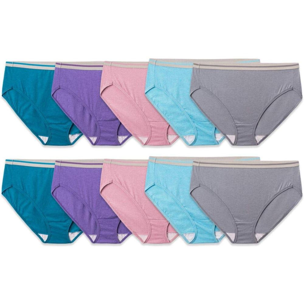 image:imageFruit of the Loom Womens Eversoft Cotton Underwear Multipacks Tag Free amp Breathable Available in Plus SizeHi Cut Assorted Color May Vary