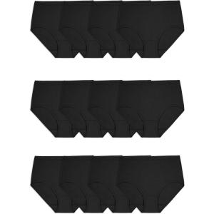 Fruit of the Loom Women’s Eversoft Cotton Underwear Multipacks, Tag Free & Breathable, Available in Plus Size(Brief – Black)