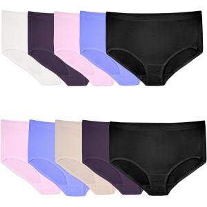 Fruit of the Loom womens Breathable Underwear, Moisture Wicking Keeps You Cool & Comfortable, Available in Plus Size(Micro Mesh – Plus Size Brief – 10 Pack – Black/Blue/Purple)