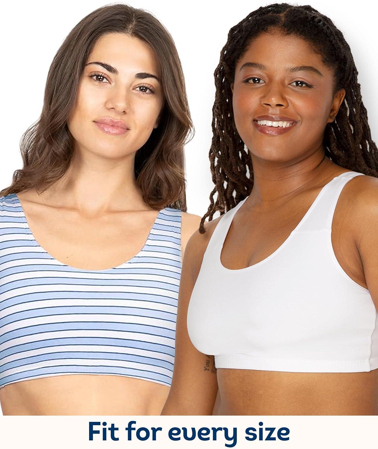 image:imageFruit of the Loom Womens Built Up Tank Style Sports Bra Value PackCottage StripesSkipper BlueGrey HeatherWhite