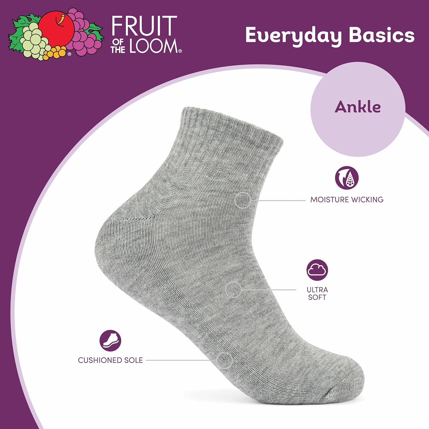 image:imageFruit of the Loom Womens Everyday Basics Socks Breathable with Half Cushion MultiPacksAnkle 8 Pack Assorted