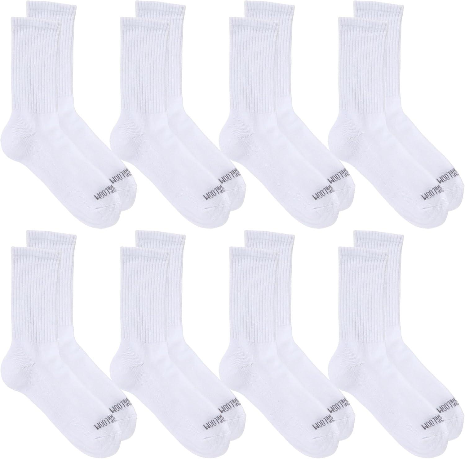 image:imageFruit of the Loom Womens Everyday Basics Socks Breathable with Half Cushion MultiPacksCrew 8 Pack White