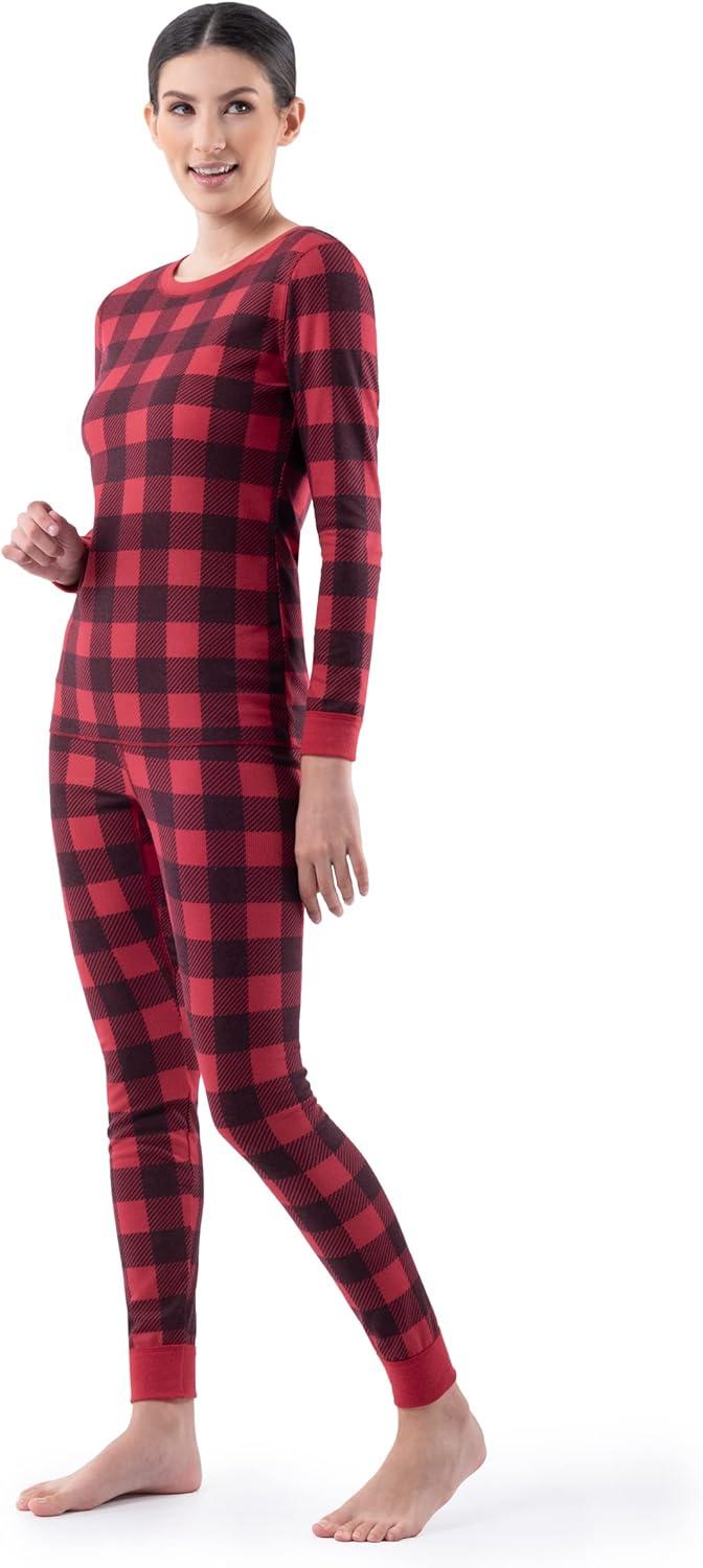 image:imageFruit of the Loom Womens Micro Waffle Premium Thermal SetBuffalo Plaid