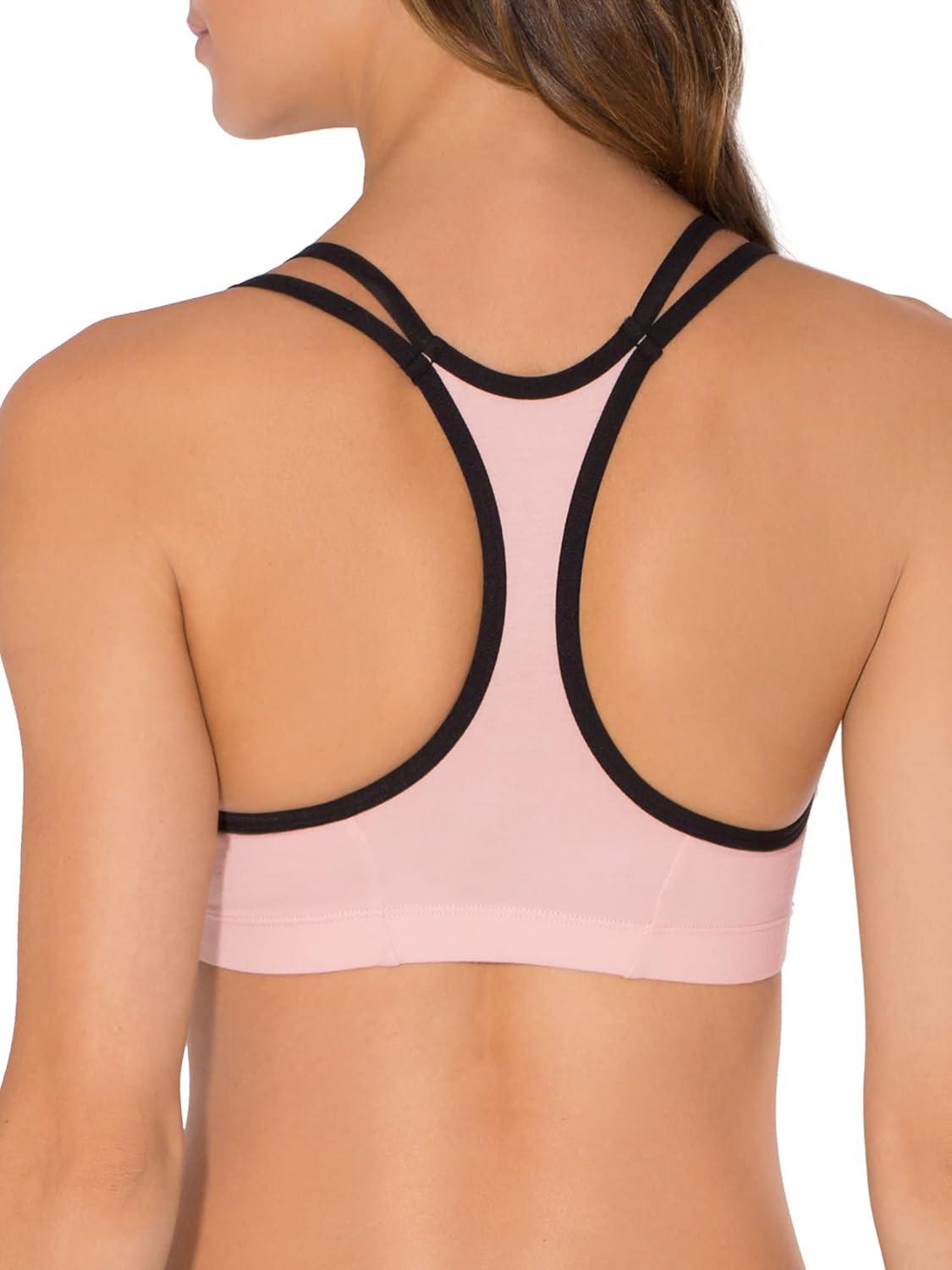 image:imageFruit of the Loom Womens Spaghetti Strap Cotton Sports Bra AllDay Comfort amp Easy MovementBlushing Rose With BlackCharcoalBlack