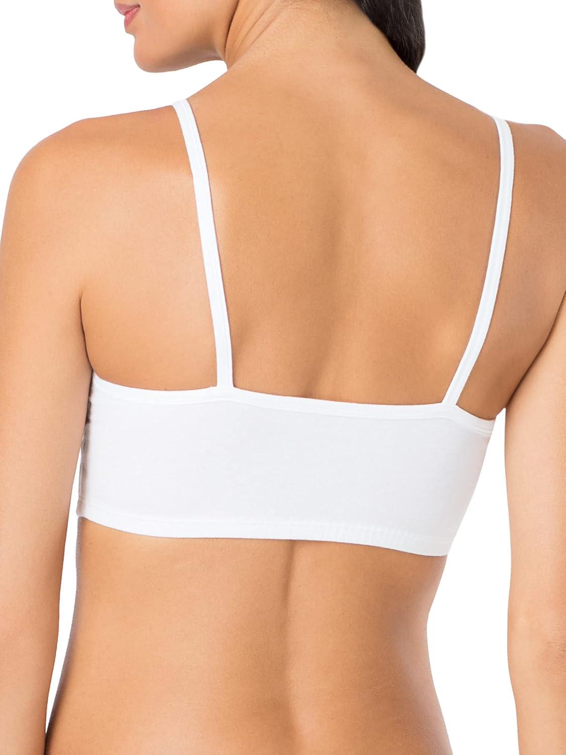 image:imageFruit of the Loom Womens Spaghetti Strap Cotton Sports Bra AllDay Comfort amp Easy MovementBlushing RoseWhiteWhiteBlack 4pack