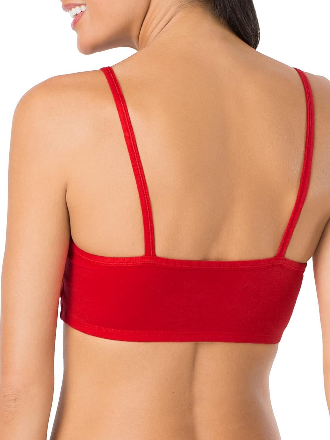 image:imageFruit of the Loom Womens Spaghetti Strap Cotton Sports Bra AllDay Comfort amp Easy MovementKaleidoscopeCharcoalRed Hot