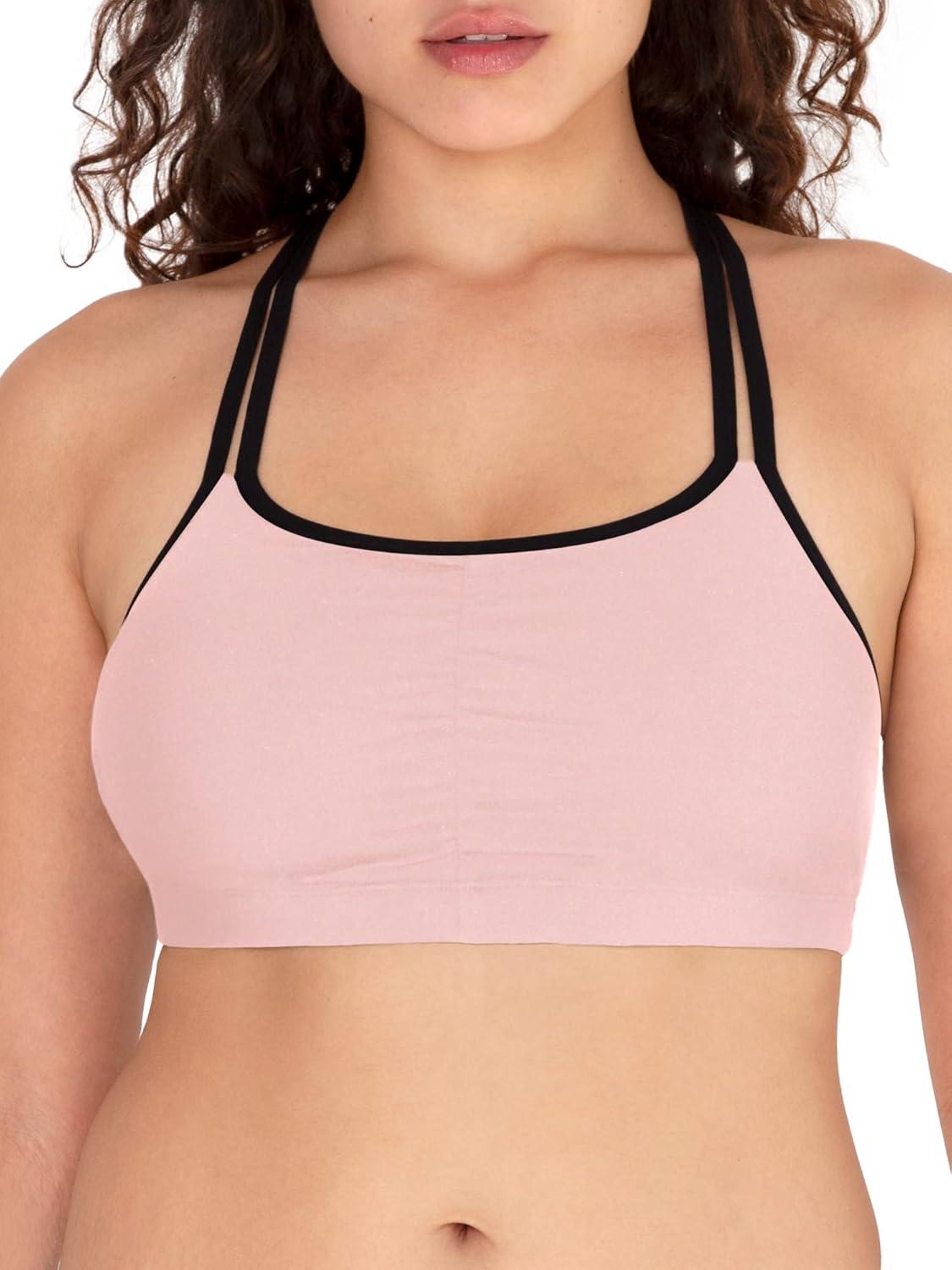 image:imageFruit of the Loom Womens Spaghetti Strap Cotton Sports Bra AllDay Comfort amp Easy MovementPetite Modern CamoWhiteBlack HueBlushing Rose With BlackCharcoalBlack Hue