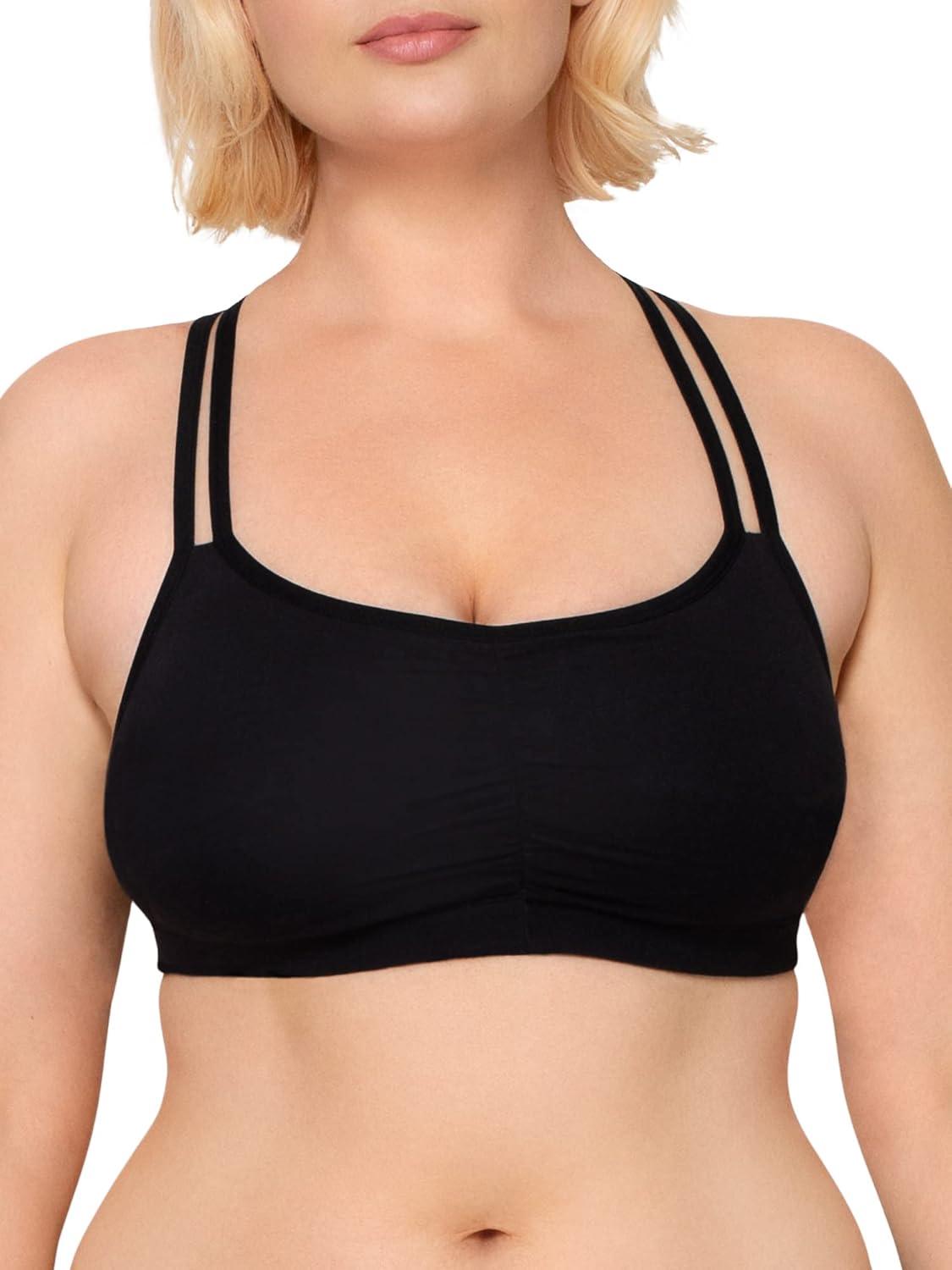 image:imageFruit of the Loom Womens Spaghetti Strap Cotton Sports Bra AllDay Comfort amp Easy MovementPetite Modern CamoWhiteBlack HueBlushing Rose With BlackCharcoalBlack Hue