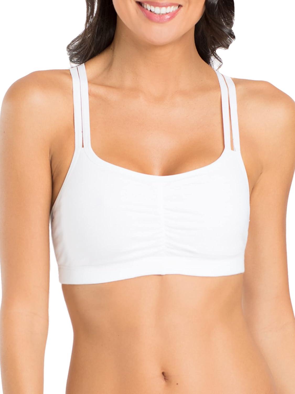 image:imageFruit of the Loom Womens Spaghetti Strap Cotton Sports Bra AllDay Comfort amp Easy MovementPetite Modern CamoflageWhiteBlack