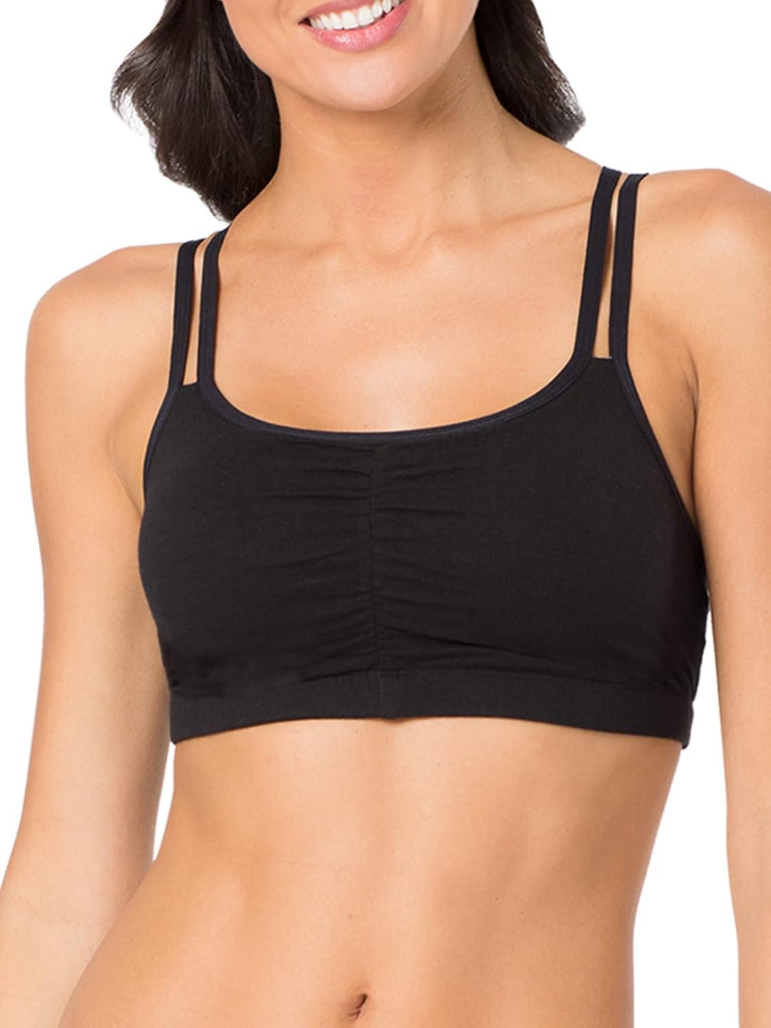 image:imageFruit of the Loom Womens Spaghetti Strap Cotton Sports Bra AllDay Comfort amp Easy MovementPetite Modern CamoflageWhiteBlack