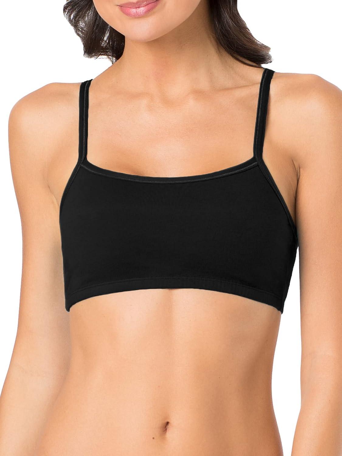 image:imageFruit of the Loom Womens Spaghetti Strap Cotton Sports Bra AllDay Comfort amp Easy MovementPopsicle PinkWhiteBlack Hue