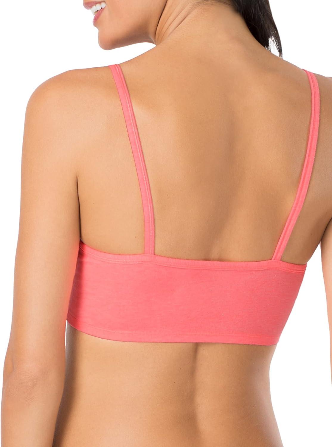 image:imageFruit of the Loom Womens Spaghetti Strap Cotton Sports Bra AllDay Comfort amp Easy MovementPopsicle PinkWhiteBlack Hue