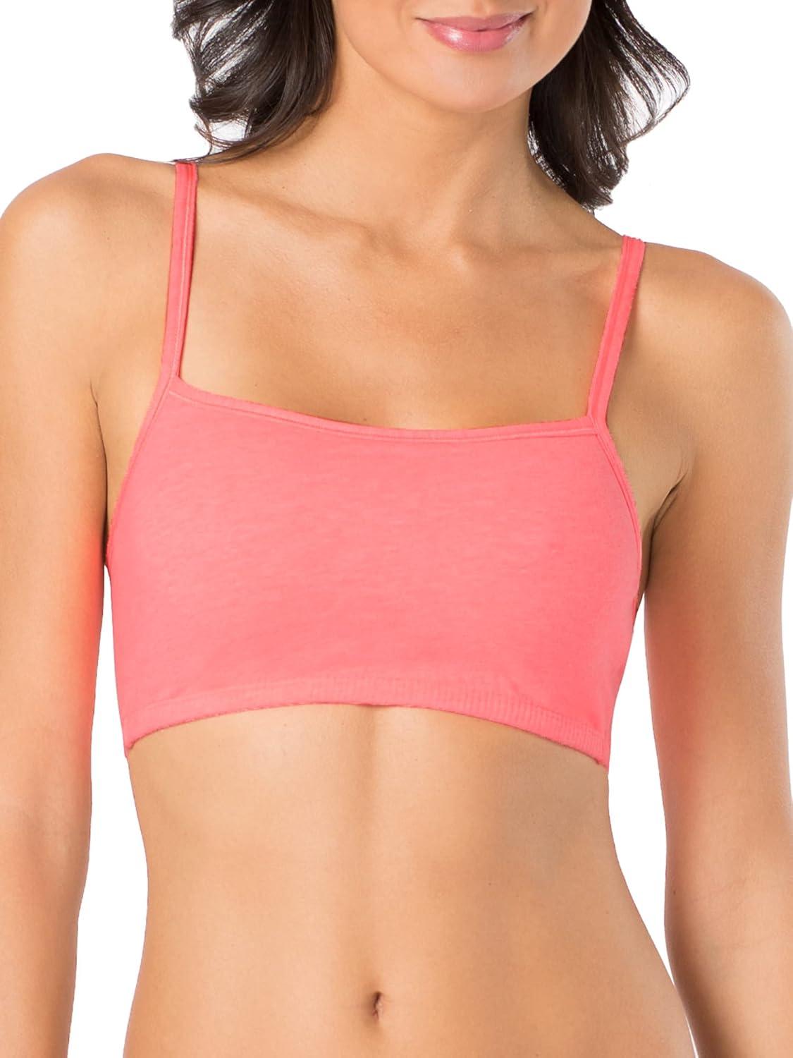 image:imageFruit of the Loom Womens Spaghetti Strap Cotton Sports Bra AllDay Comfort amp Easy MovementPopsicle PinkWhiteBlack Hue