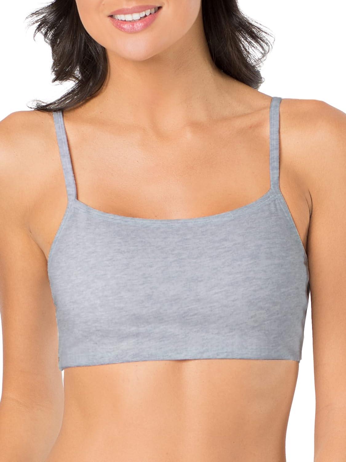 image:imageFruit of the Loom Womens Spaghetti Strap Cotton Sports Bra AllDay Comfort amp Easy MovementRed HotWhiteGrey Heather