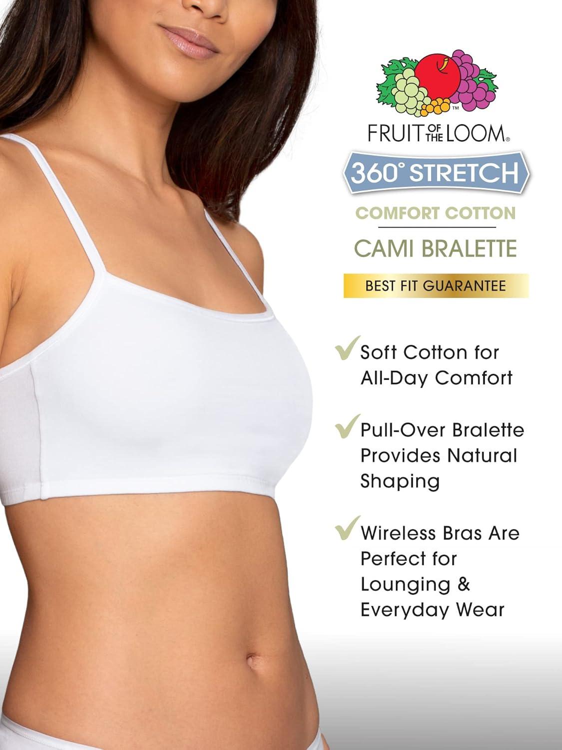 image:imageFruit of the Loom Womens Spaghetti Strap Cotton Sports Bra AllDay Comfort amp Easy MovementStripeStripeBlackBlackRedRed