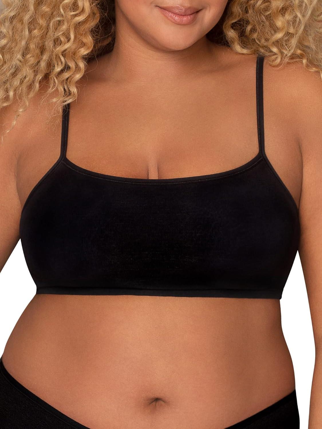 image:imageFruit of the Loom Womens Spaghetti Strap Cotton Sports Bra AllDay Comfort amp Easy MovementStripeStripeBlackBlackRedRed