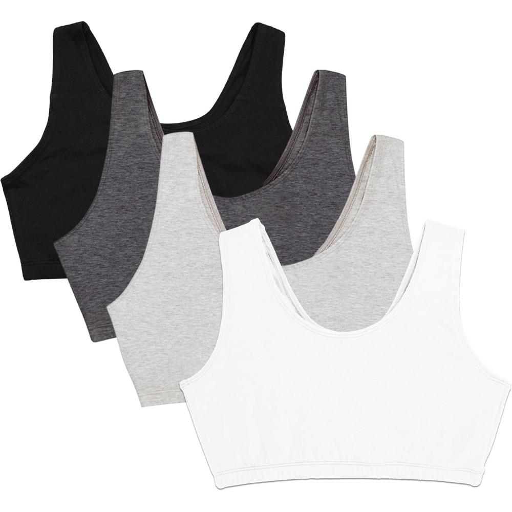 image:imageFruit of the Loom Womens Built Up Tank Style Sports Bra Value PackBlackGreyCharcoalWhite