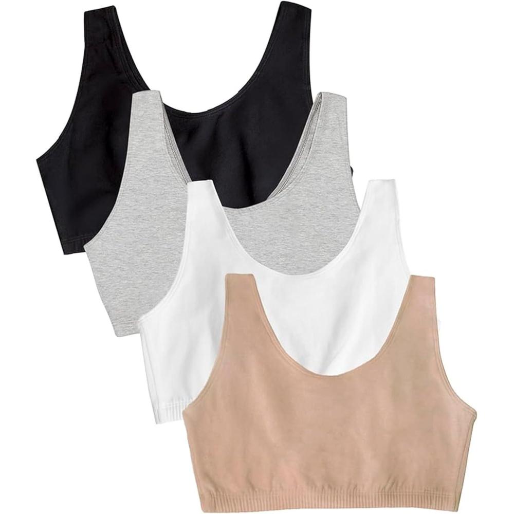 image:imageFruit of the Loom Womens Built Up Tank Style Sports Bra Value PackBlackHeather GreySandWhite