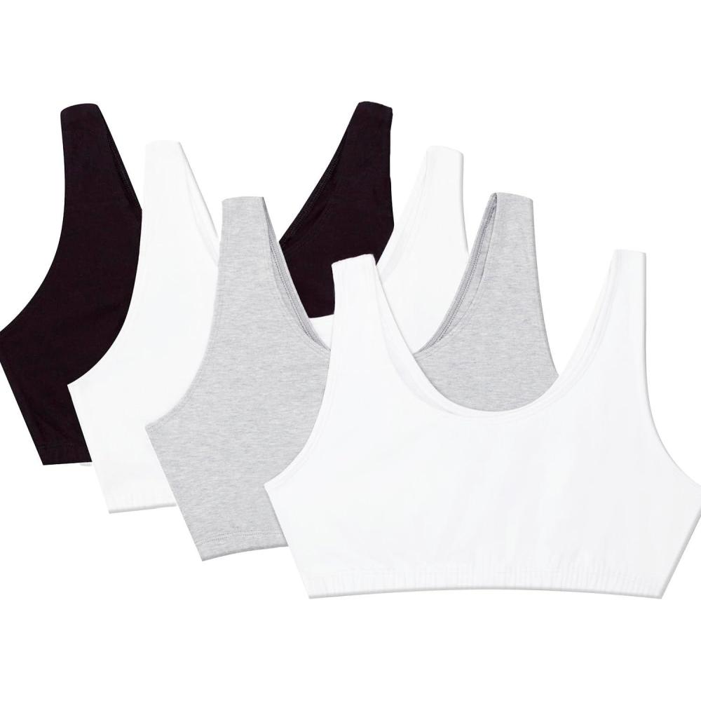 image:imageFruit of the Loom Womens Built Up Tank Style Sports Bra Value PackBlackWhtWhtHeather Grey
