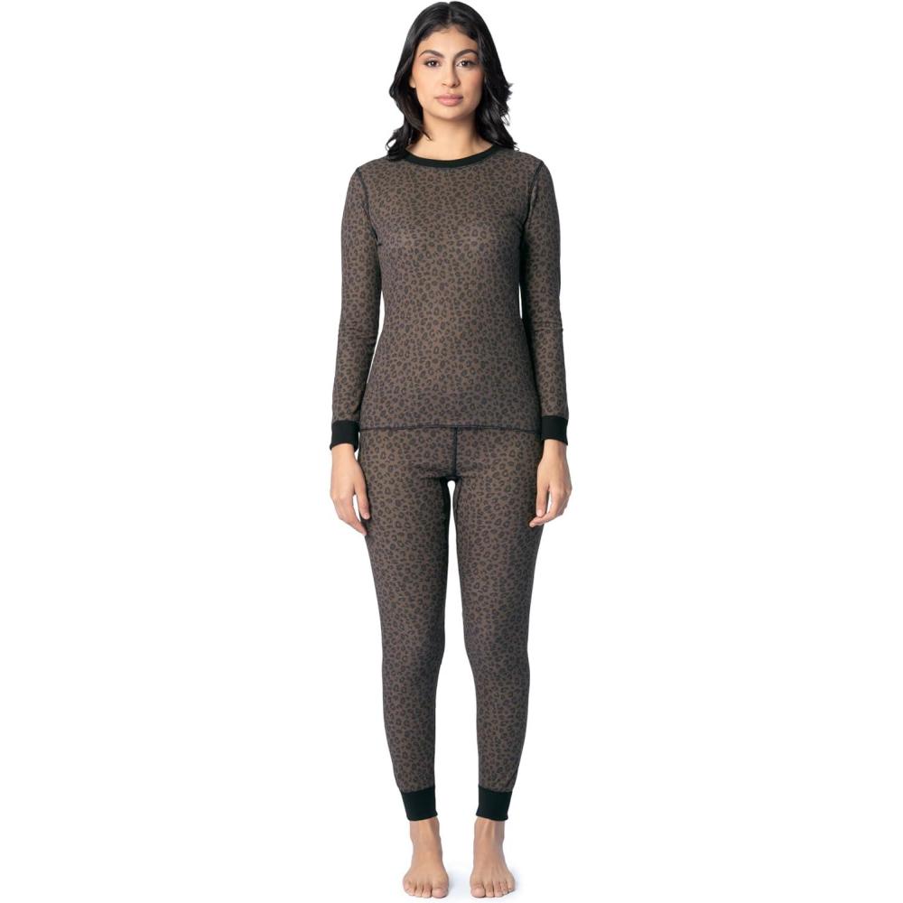 image:imageFruit of the Loom Womens Micro Waffle Premium Thermal SetCheetah Print
