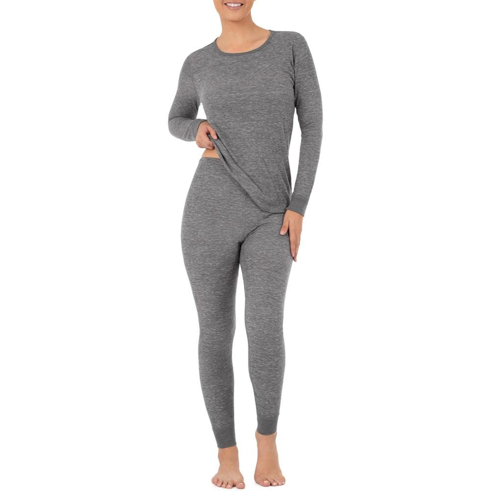 image:imageFruit of the Loom Womens Micro Waffle Premium Thermal SetSmoke Heather