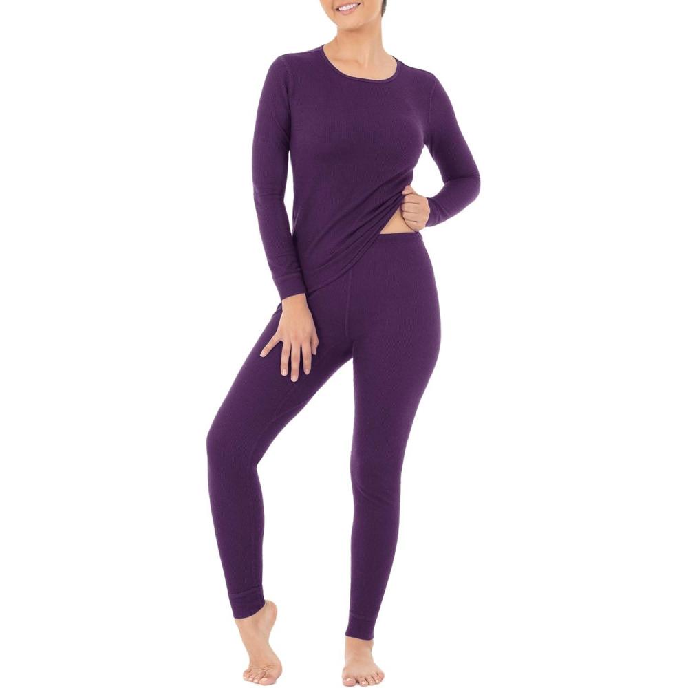 image:imageFruit of the Loom Womens Micro Waffle Premium Thermal SetViolet