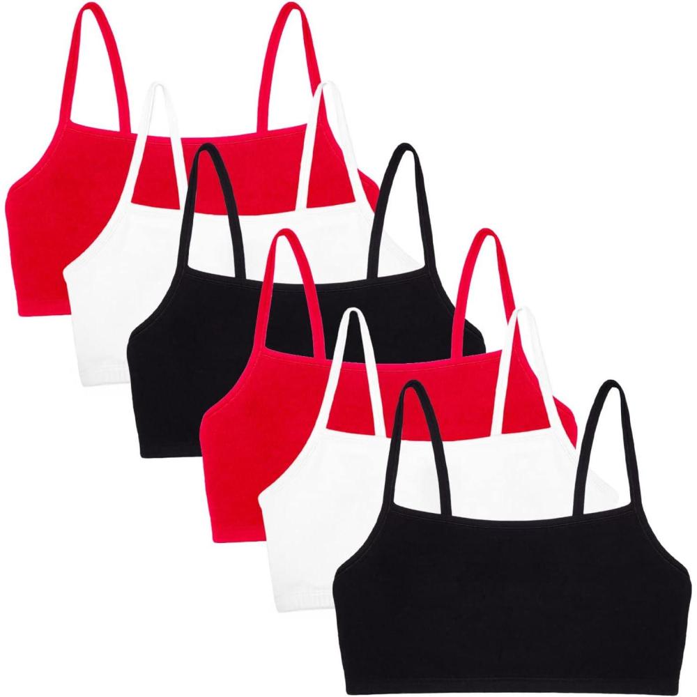 image:imageFruit of the Loom Womens Spaghetti Strap Cotton Sports Bra  AllDay Comfort amp Easy MovementBlack HueBlack HueWhiteWhiteRed HotRed Hot