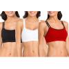 Fruit of the Loom Women’s Spaghetti Strap Cotton Sports Bra – All-Day Comfort & Easy Movement(Red Hot With Black/White/Black Hue)