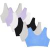 Fruit of the Loom Women’s Built Up Tank Style Sports Bra Value Pack(Cornflower/Grey/Black/Lilac/White/Heather Grey)