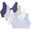 Fruit of the Loom Women’s Built Up Tank Style Sports Bra Value Pack(Cottage Stripes/Skipper Blue/Grey Heather/White)